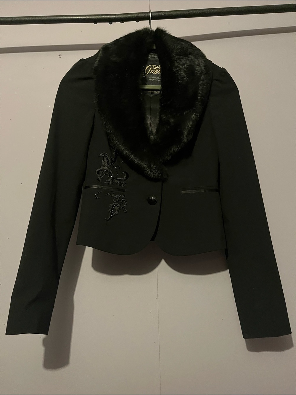 Guess Blazer with Real Rabbit Fur Lapels